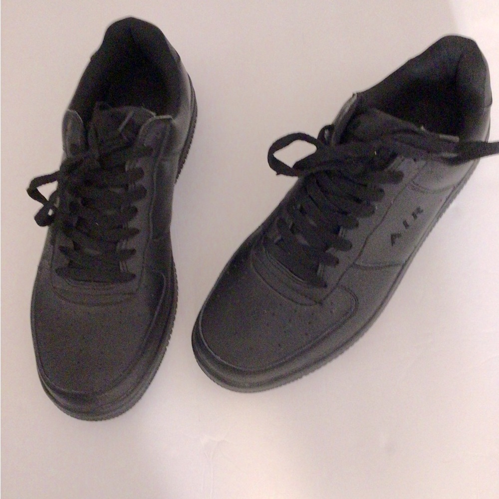 AIR Men's Black Lace Up Leather Work  Shoes Light  Wt Slip Resistant 11.5 Basic